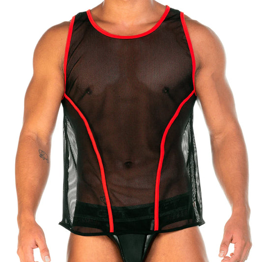 2 Fetiche Red Tank front view by Gigo Underwear