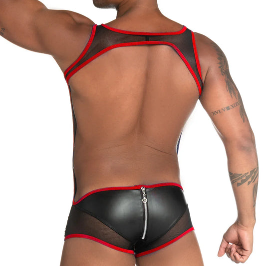 Fetiche Red Zipper Singlet front view by Gigo Underwear