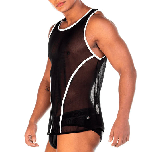 2 Fetiche White Tank front view by Gigo Underwear