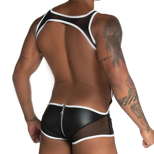 Fetiche White Zipper Singlet front view by Gigo Underwear