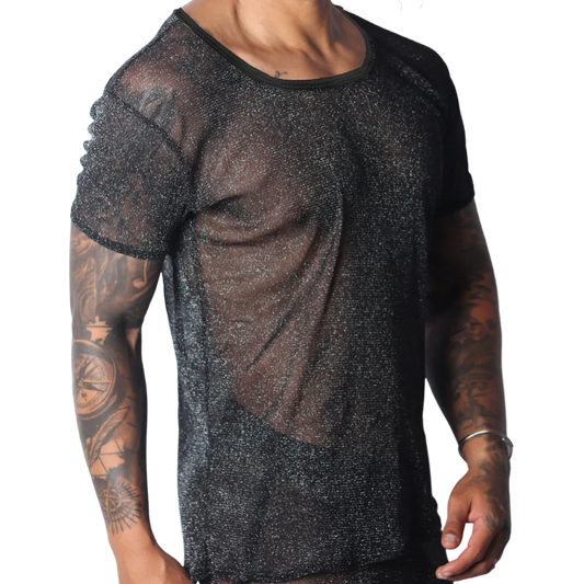 Flash Black Tshirt front view by Gigo Underwear