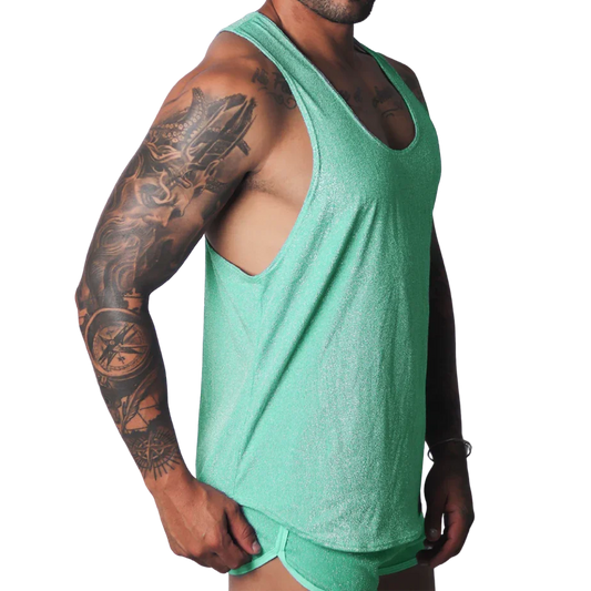Flash Green Tank front view by Gigo Underwear
