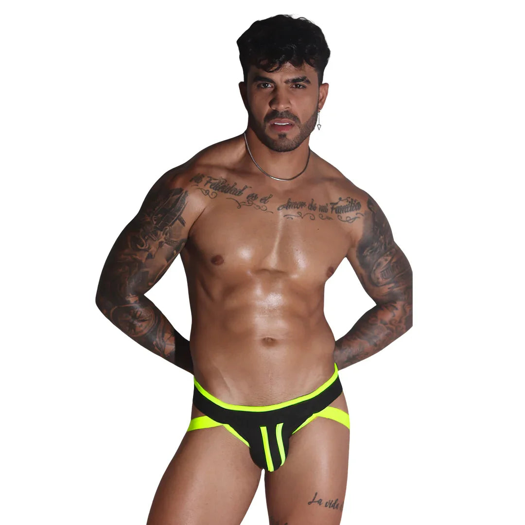 Flux Yellow Jockstrap on model by Gigo Underwear