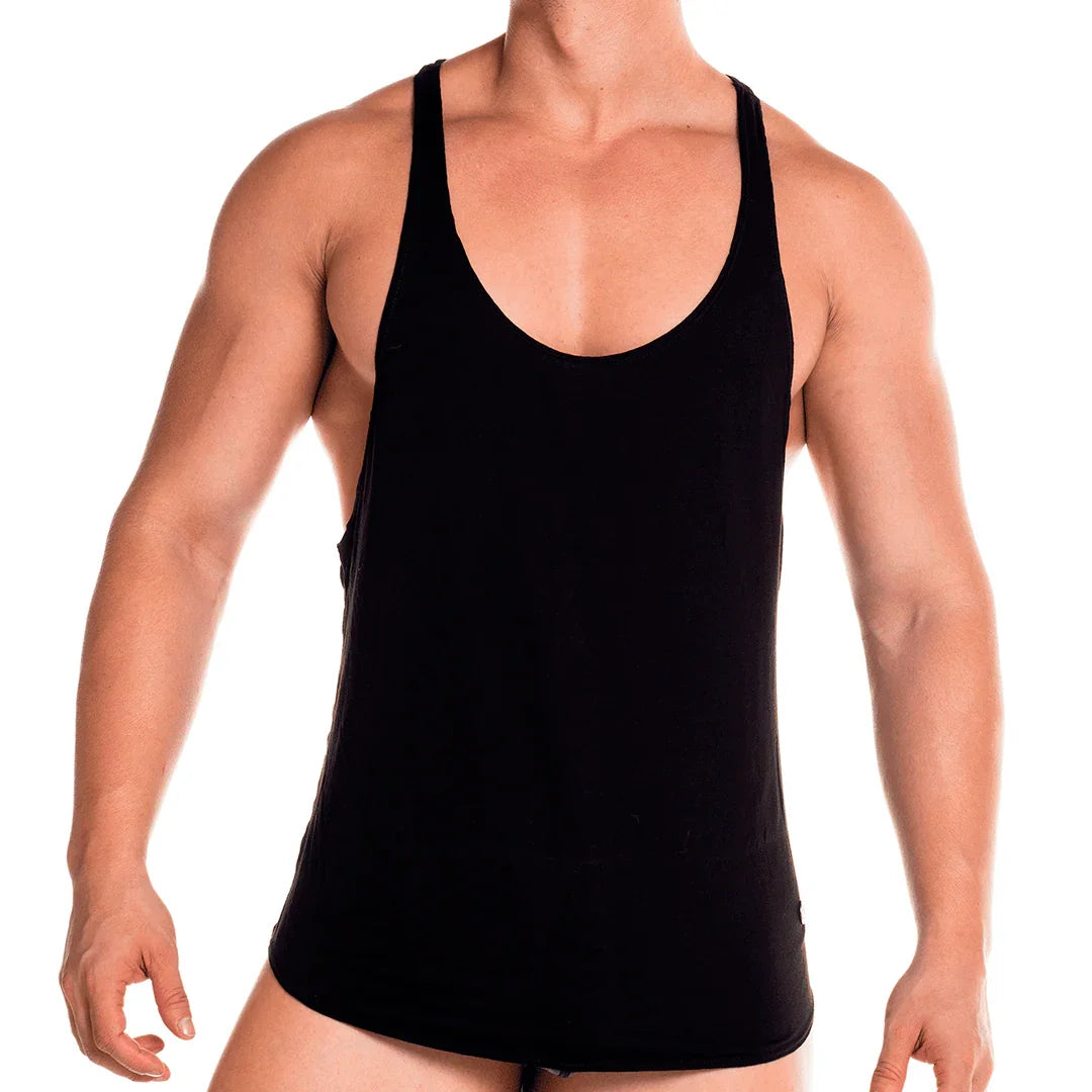Forever Black Tank front view by Gigo Underwear