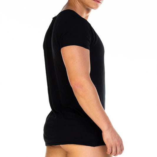 Forever Black Tshirt front view by Gigo Underwear