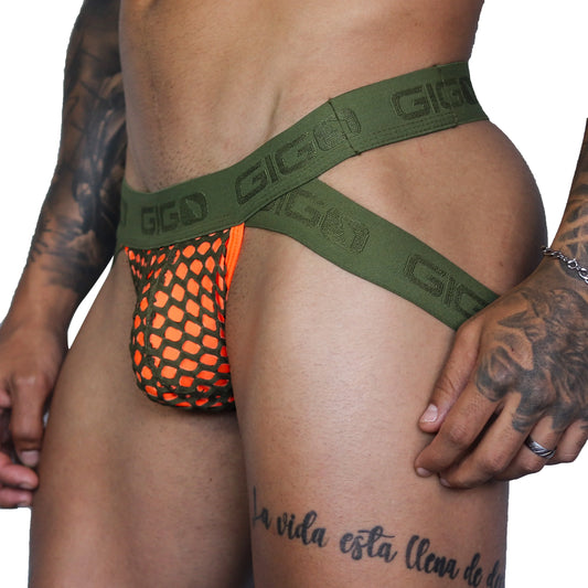 Fresh Orange Jockstrap front view by Gigo Underwear