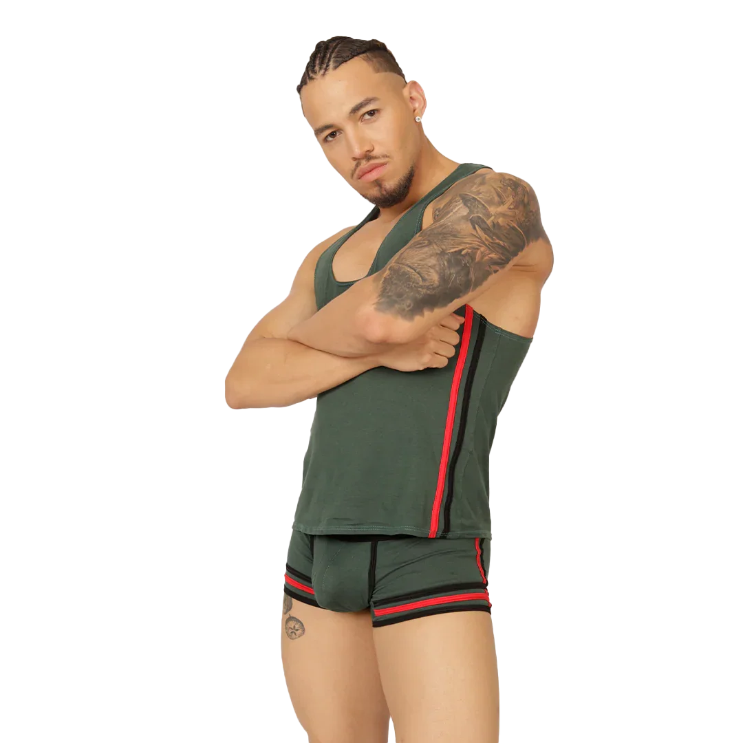 Garoto Green Tank back view by Gigo Underwear