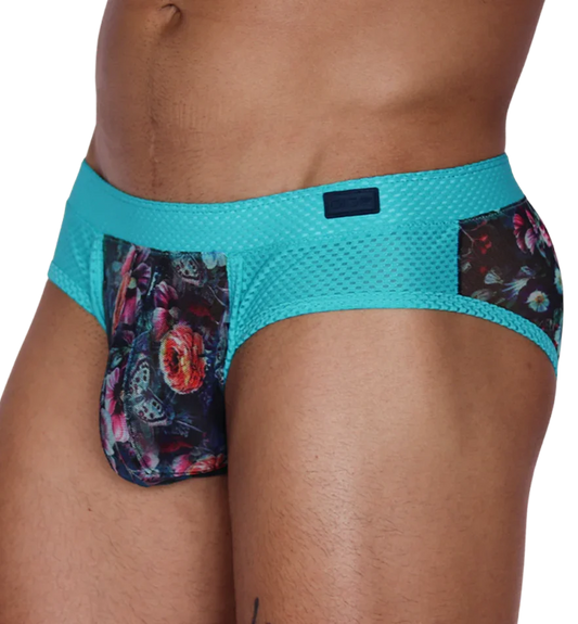 Garden Blue Brief front view by Gigo Underwear