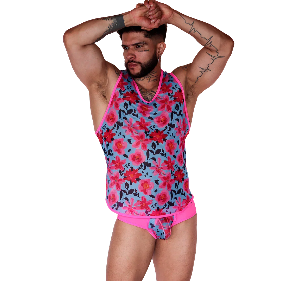 Garden Fuchsia Tank on model by Gigo Underwear
