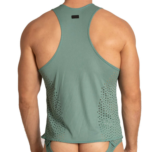 Hibrid Green Tank front view by Gigo Underwear