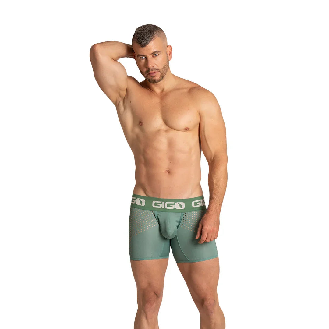 Hibrid Green Trunk on model by Gigo Underwear