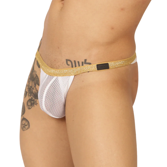 Hit White Gstring front view by Gigo Underwear