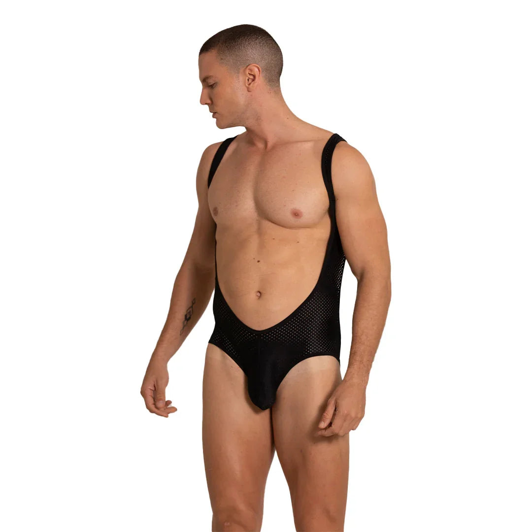 Hole Black Body on model by Gigo Underwear