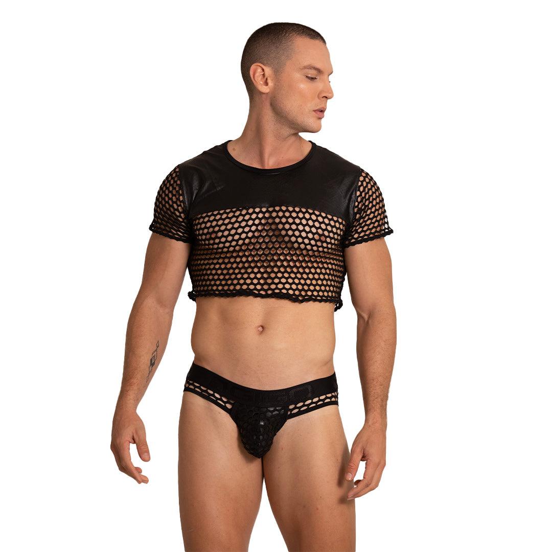HOLE BLACK CROOP TOP - Gigo Underwear & MensWear
