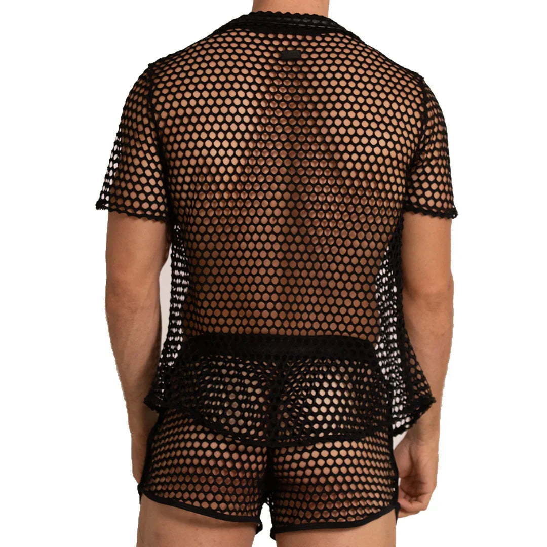 Hole Black Shirt back view by Gigo Underwear