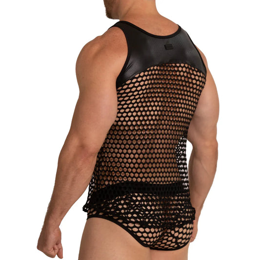 Hole Black Tank front view by Gigo Underwear