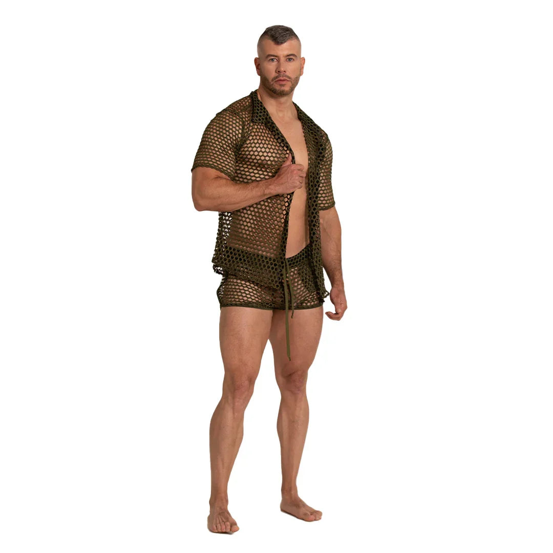 Hole Green Shirt on model by Gigo Underwear
