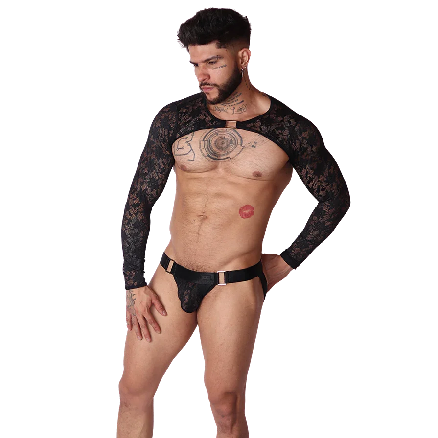 Illusion Black Harness on model by Gigo Underwear