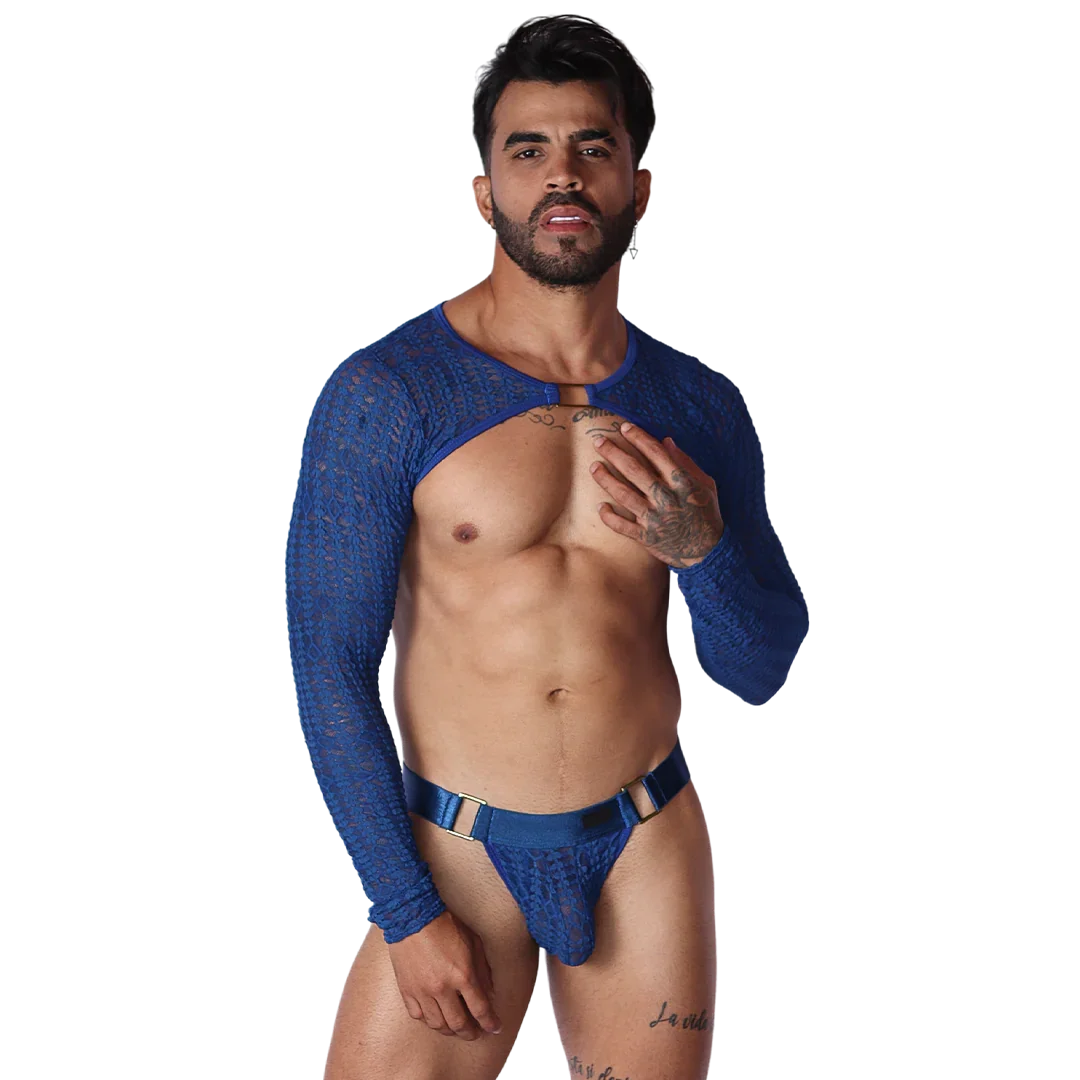 Illusion Blue Harness on model by Gigo Underwear