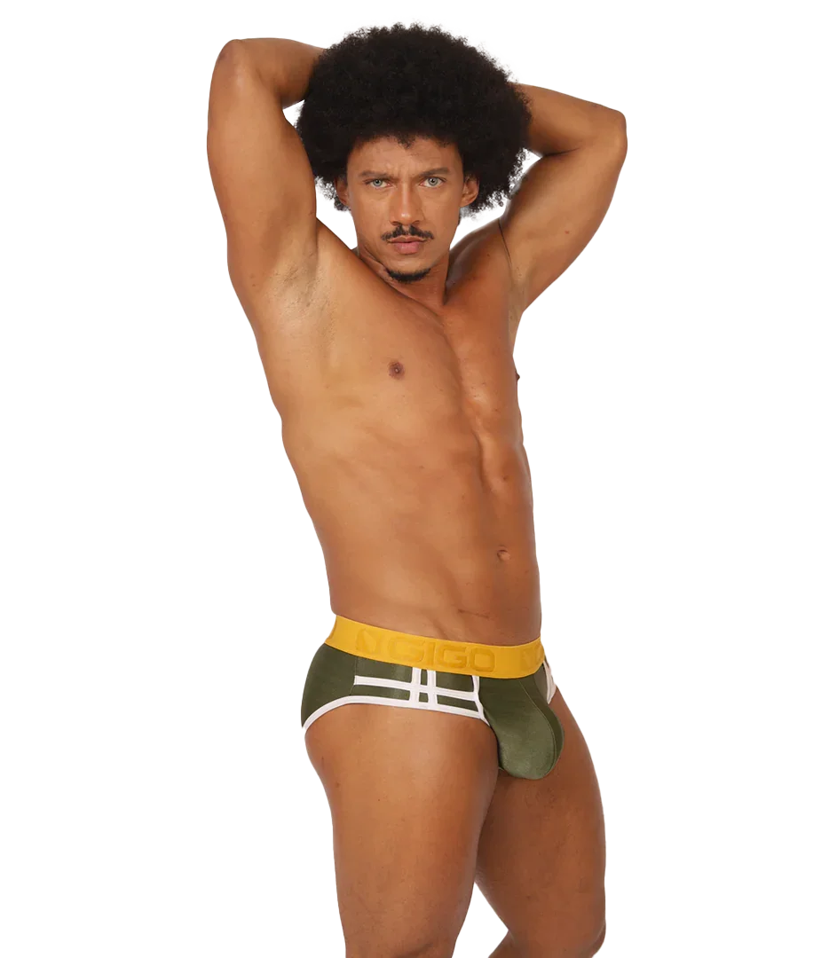 Mix Green Brief on model by Gigo Underwear