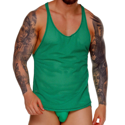 Morocco Green Tank front view by Gigo Underwear