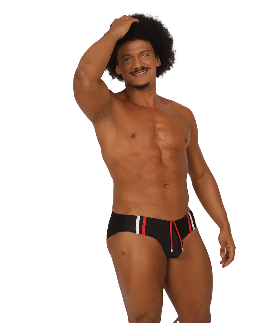Nice Black Swimbrief on model by Gigo Underwear