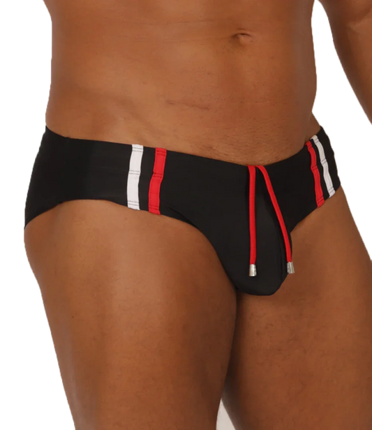 Nice Black Swimbrief front view by Gigo Underwear