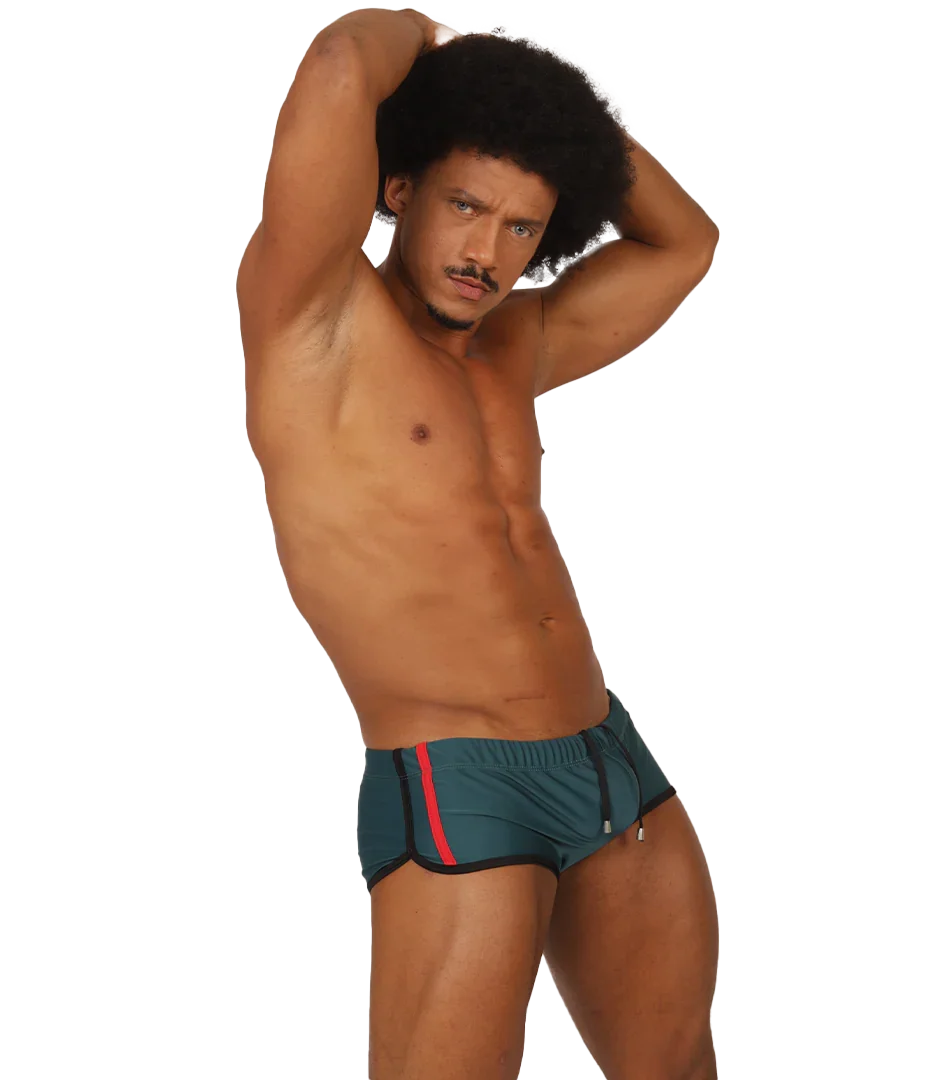 Nice Green Swim Trunk on model by Gigo Underwear