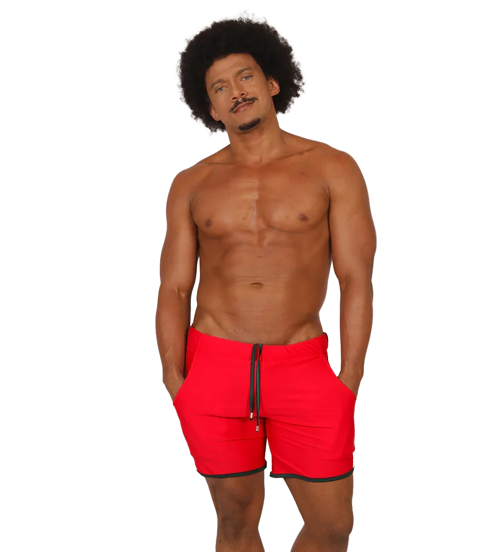 Nice Red Beachwear on model by Gigo Underwear