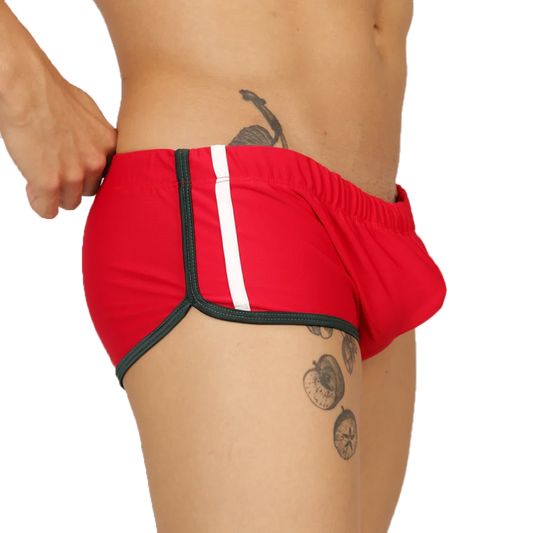 Nice Red Swim Trunk front view by Gigo Underwear