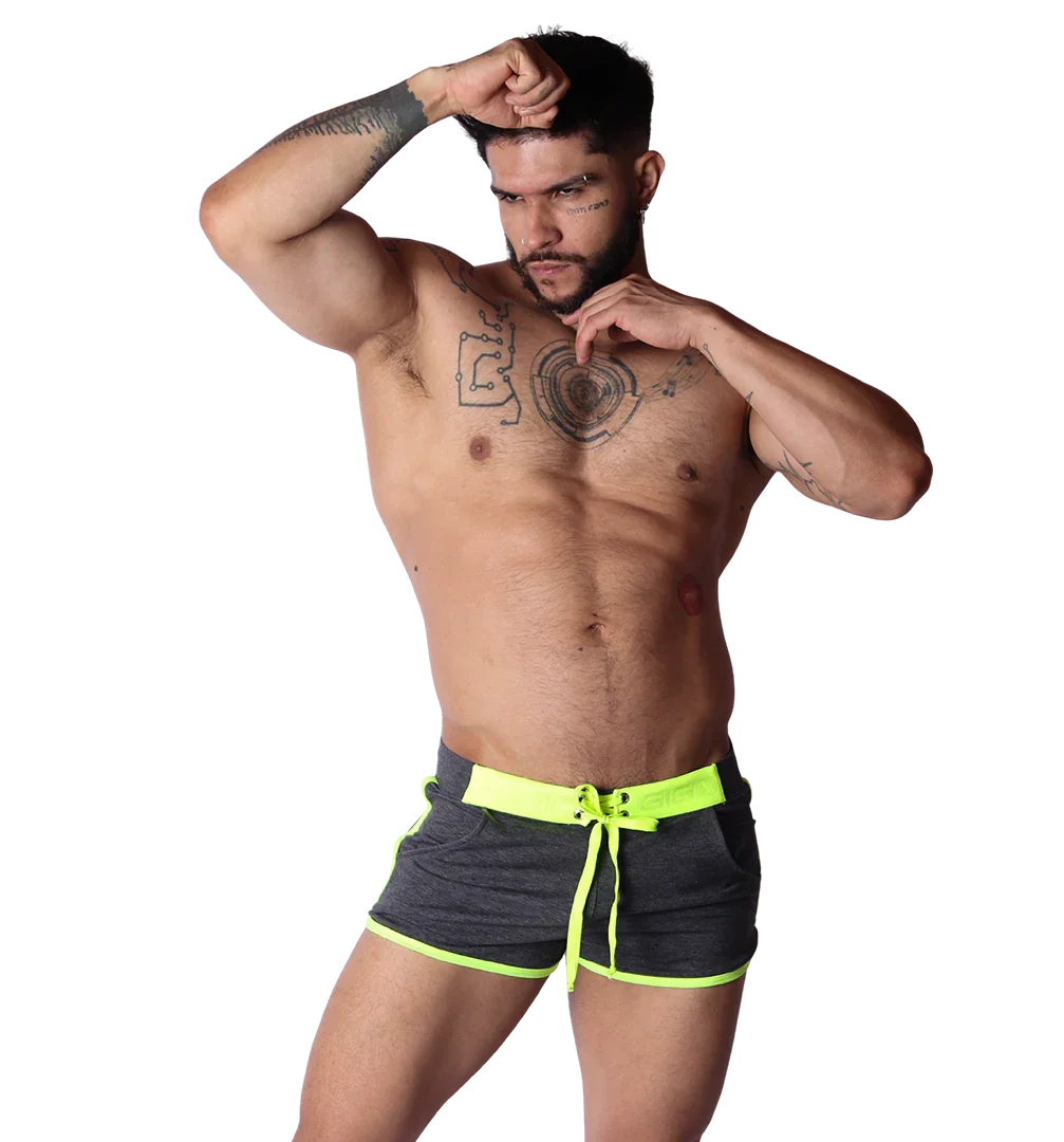 Nafts Gray Shorts on model by Gigo Underwear
