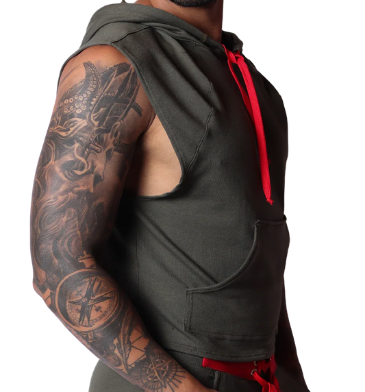 Nafts Green Hoody T Shirt front view by Gigo Underwear