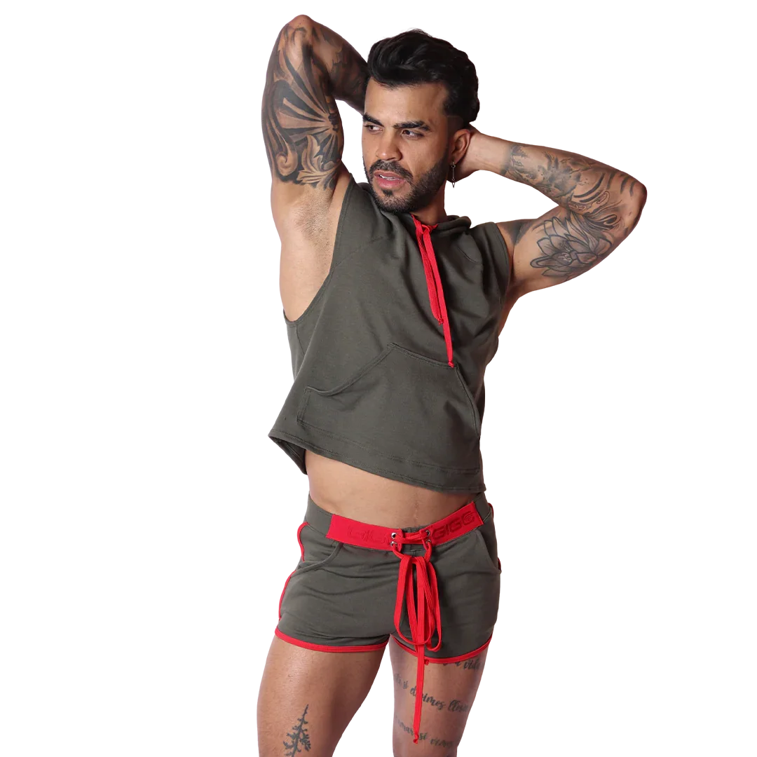 Nafts Green Hoody T Shirt on model by Gigo Underwear