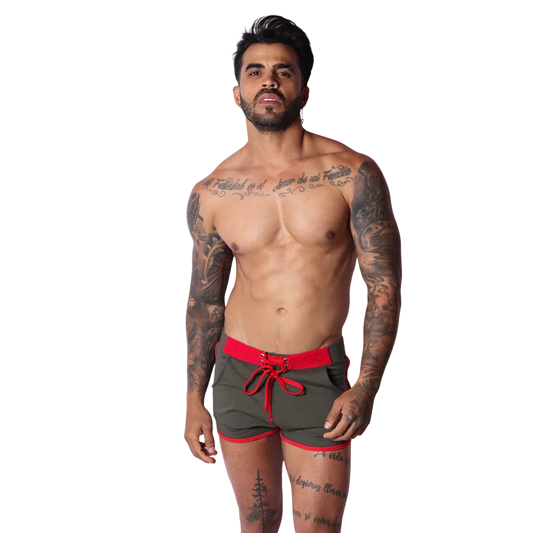 Nafts Green Shorts on model by Gigo Underwear