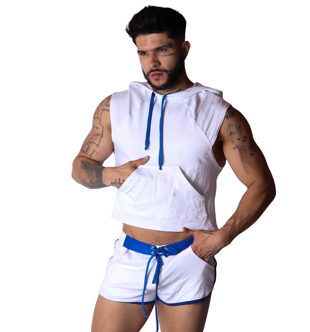 Nafts White Hoody T Shirt on model by Gigo Underwear