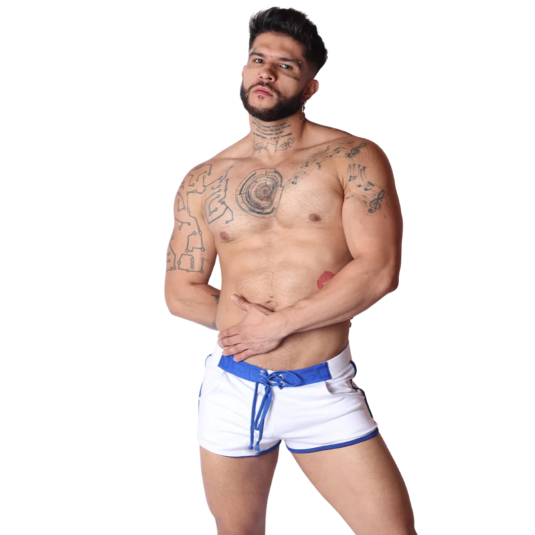 Nafts White Shorts on model by Gigo Underwear
