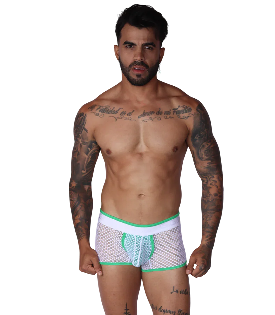 Net Green Trunk on model by Gigo Underwear
