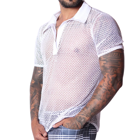 Net White Shirt front view by Gigo Underwear