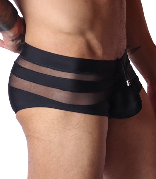 Panel Black Swim Brief front view by Gigo Underwear