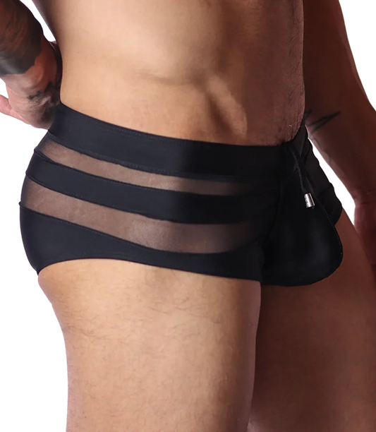 Panel Black Swim Brief front view by Gigo Underwear
