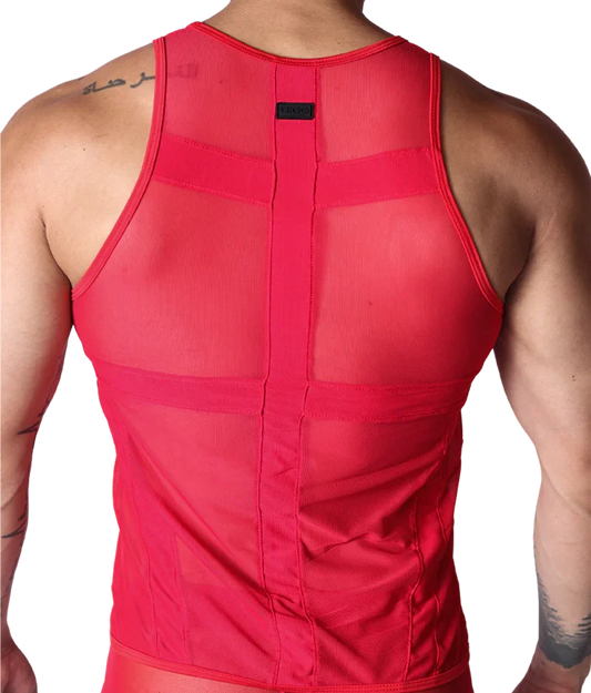 Panel Red Tank front view by Gigo Underwear