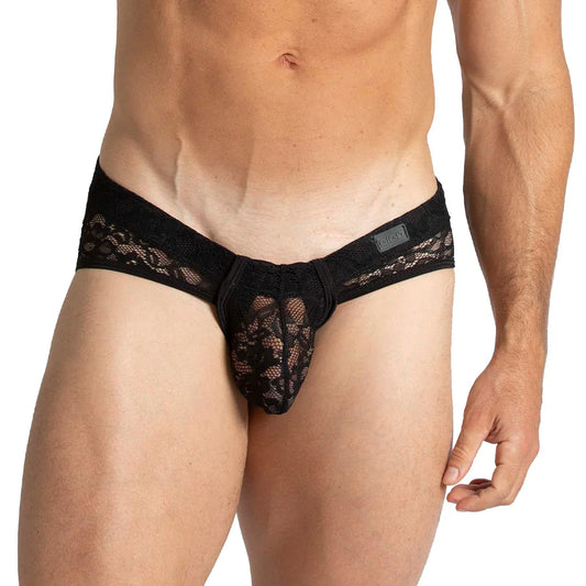 Paradise Black Brief front view by Gigo Underwear