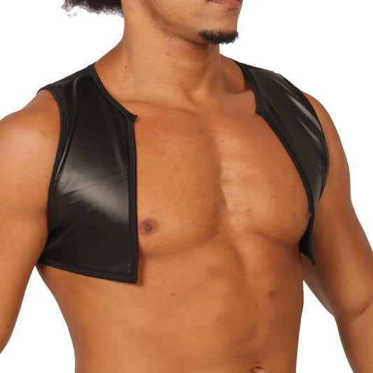 Passione Black Vest Harness front view by Gigo Underwear