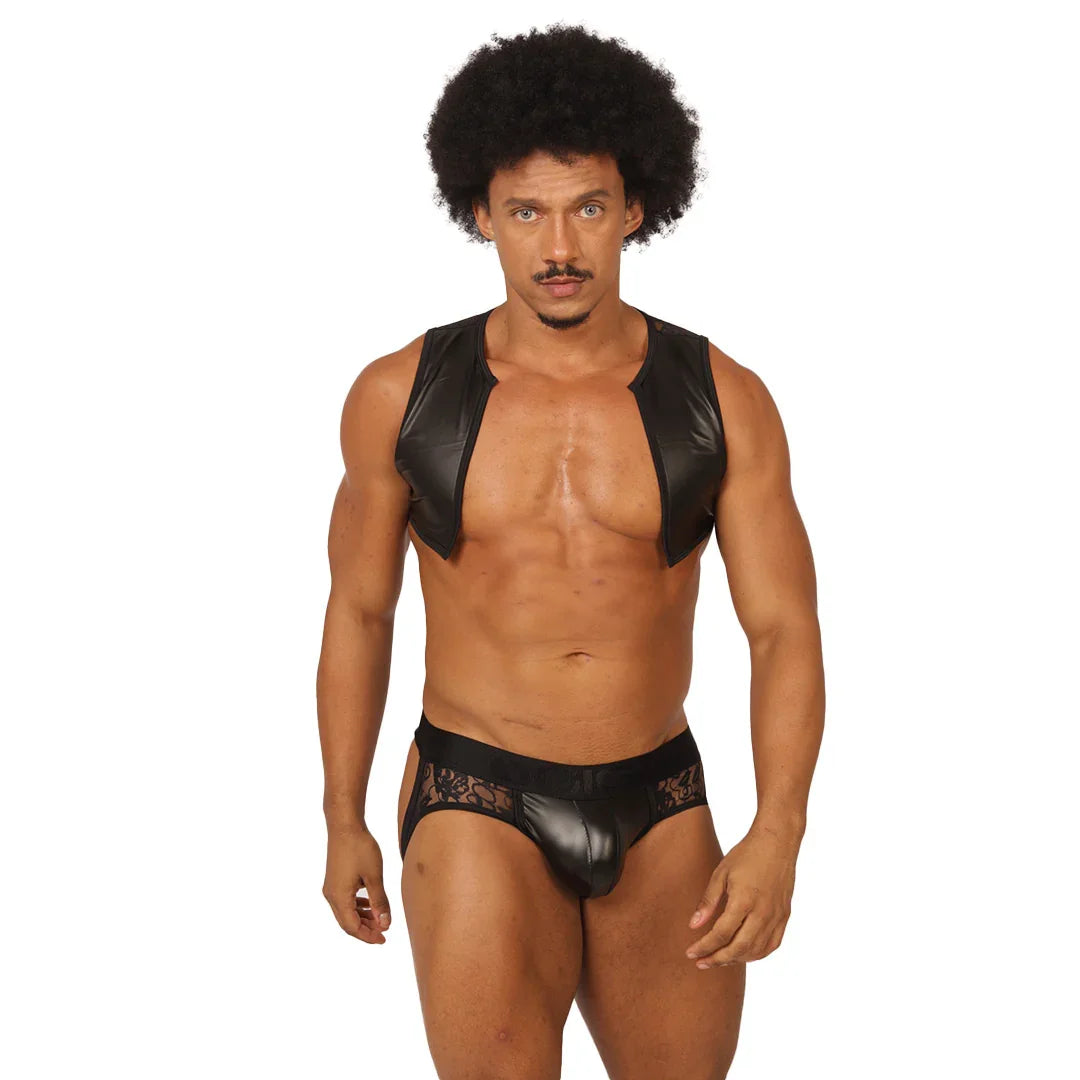 Passione Black Vest Harness on model by Gigo Underwear