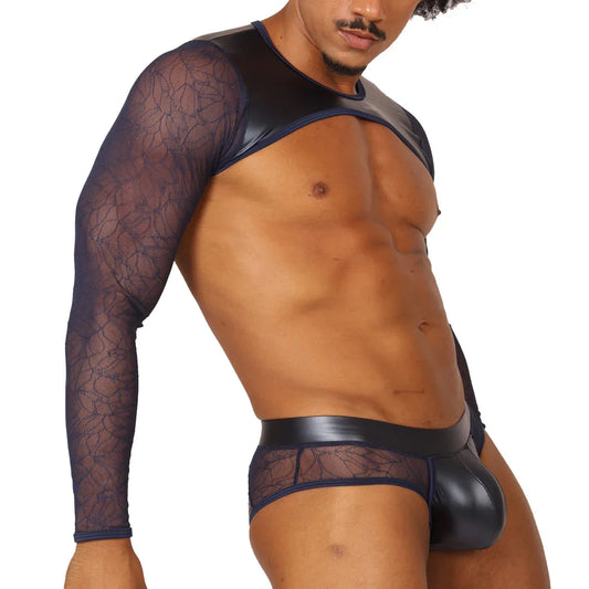 Passione Blue Harness front view by Gigo Underwear