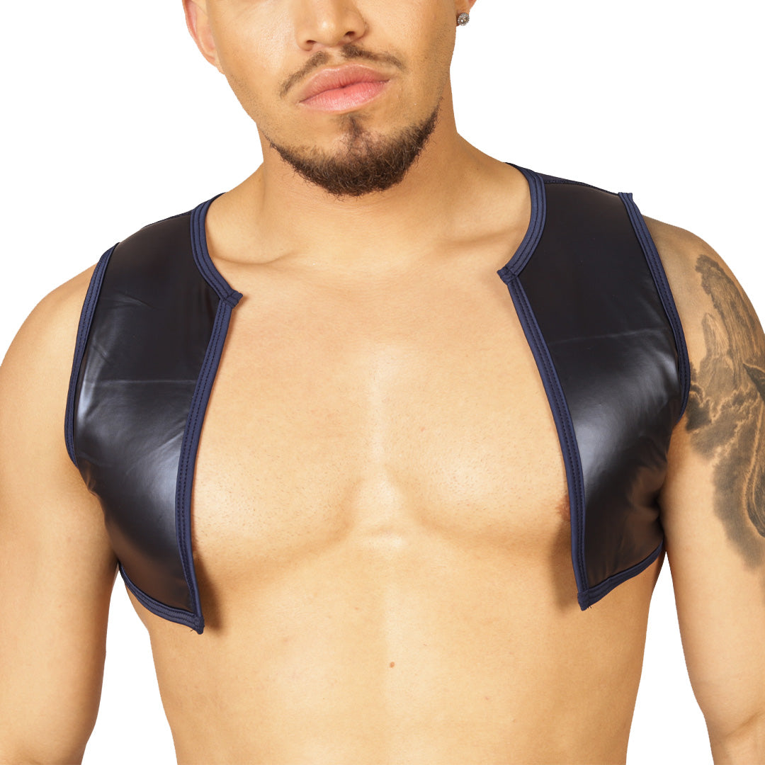 PASSIONE BLUE VEST HARNESS - Bold Men's Brief with Contrasting Waistband