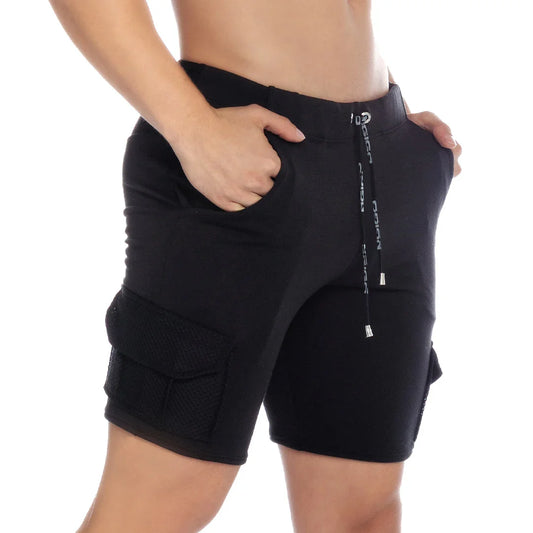 Pocket Black Short front view by Gigo Underwear