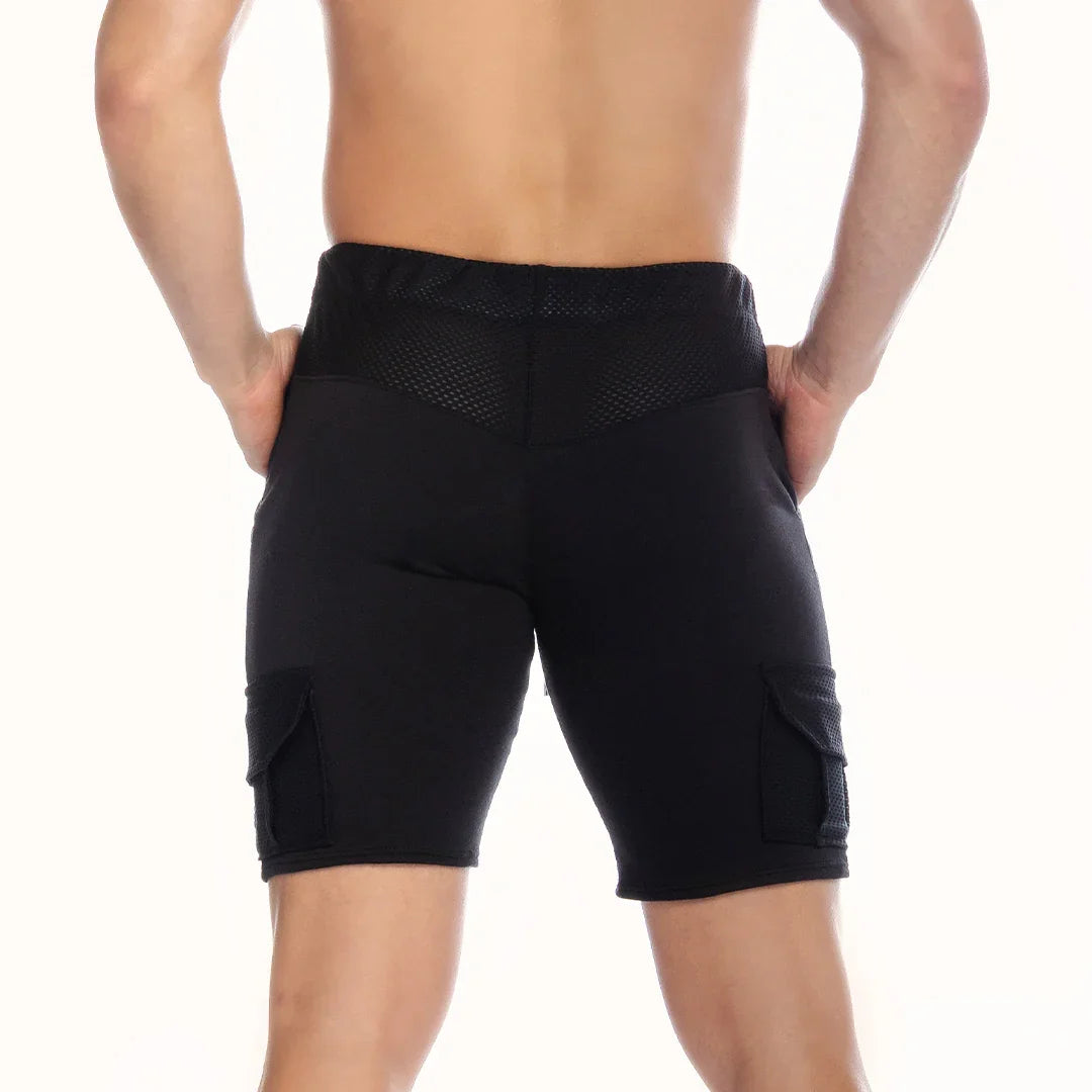 Pocket Black Short back view by Gigo Underwear
