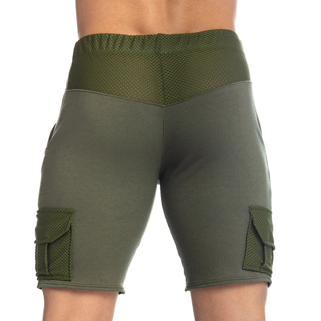 Pocket Green Short back view by Gigo Underwear
