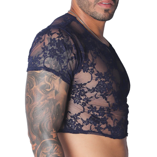 Prolix Blue Croop Top front view by Gigo Underwear